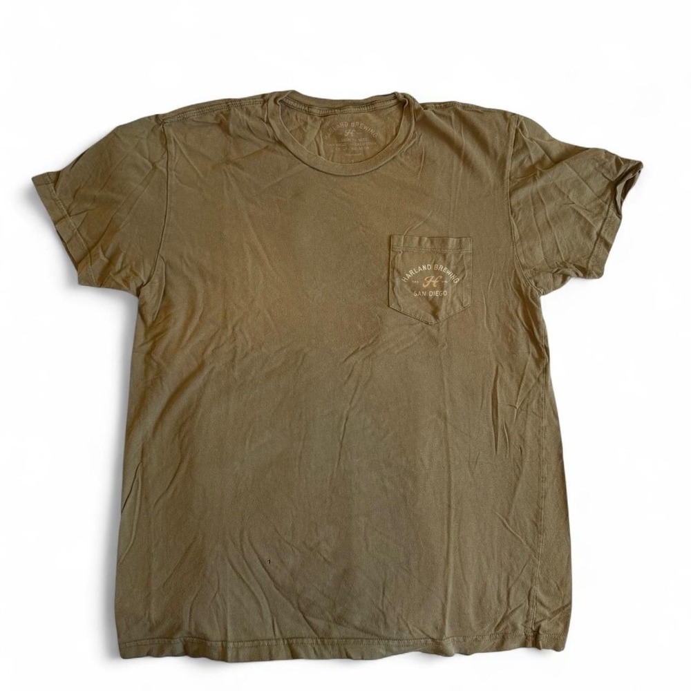 Harland Brewing San Diego Pocket T-Shirt,‎ Vintage Olive Brown, Size L